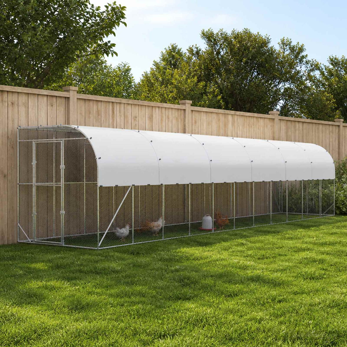vidaXL Kurnik przy ścianie srebrny 600 x 150 x 215 cm Stal ocynkowana
