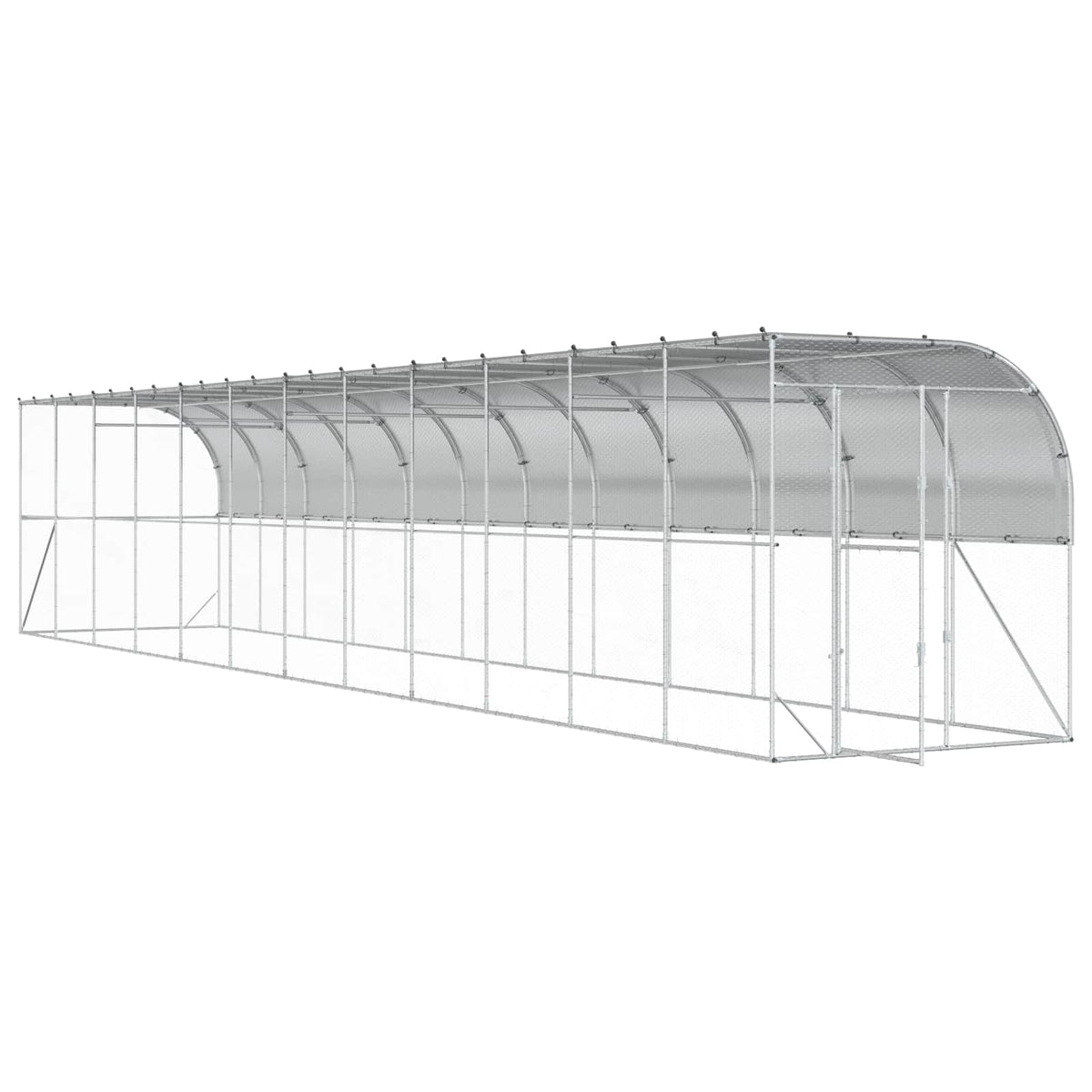 vidaXL Kurnik przy ścianie srebrny 600 x 150 x 215 cm Stal ocynkowana