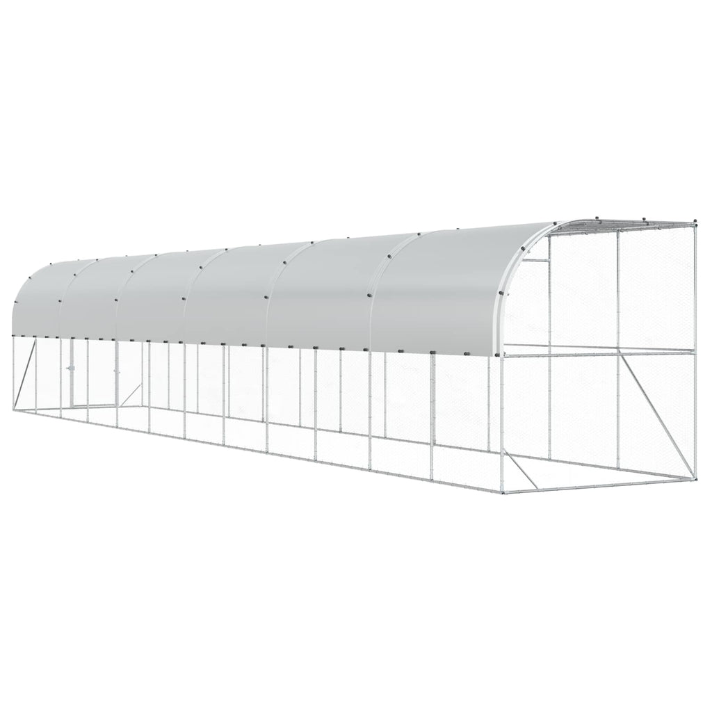 vidaXL Kurnik przy ścianie srebrny 600 x 150 x 215 cm Stal ocynkowana