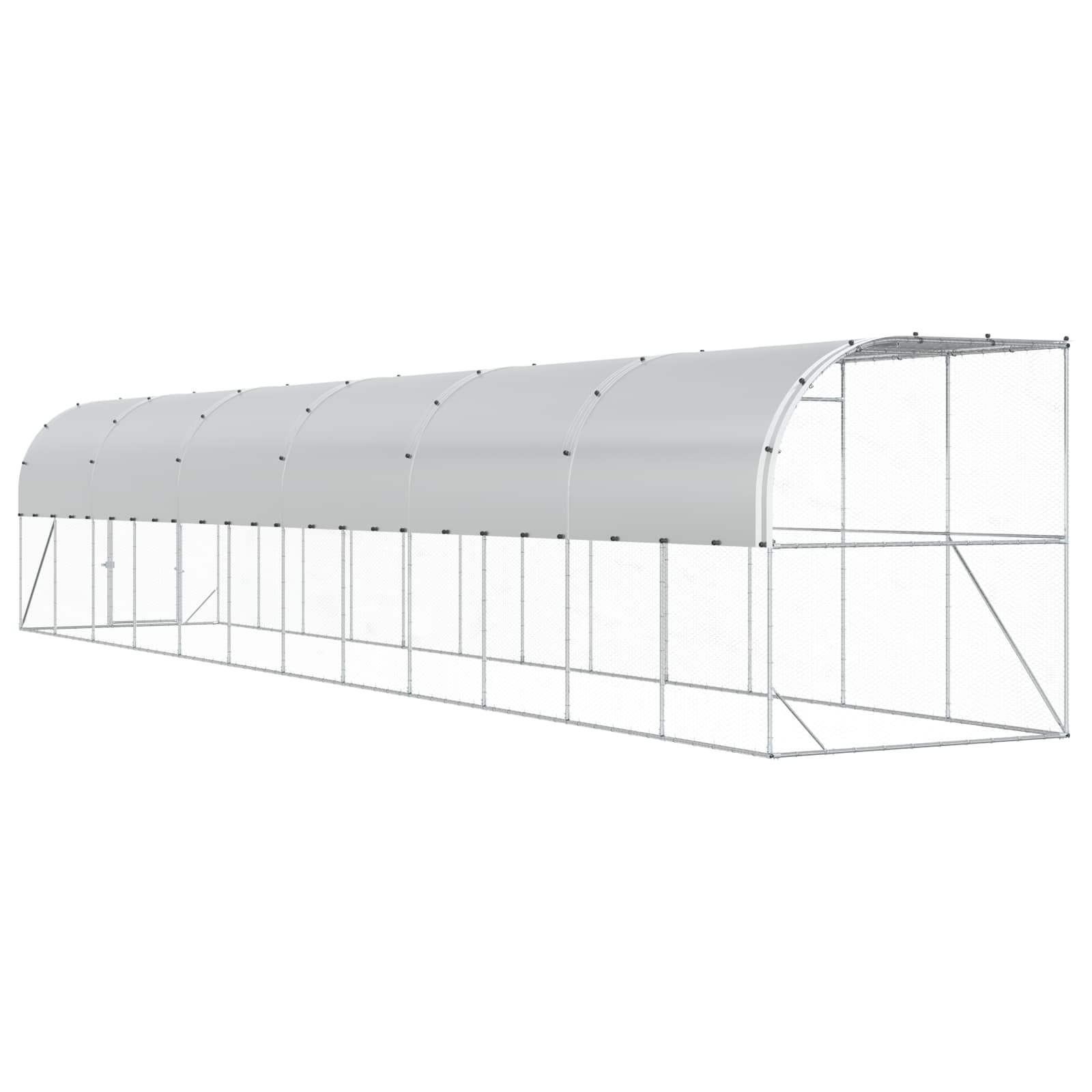 vidaXL Kurnik przy ścianie srebrny 600 x 150 x 215 cm Stal ocynkowana