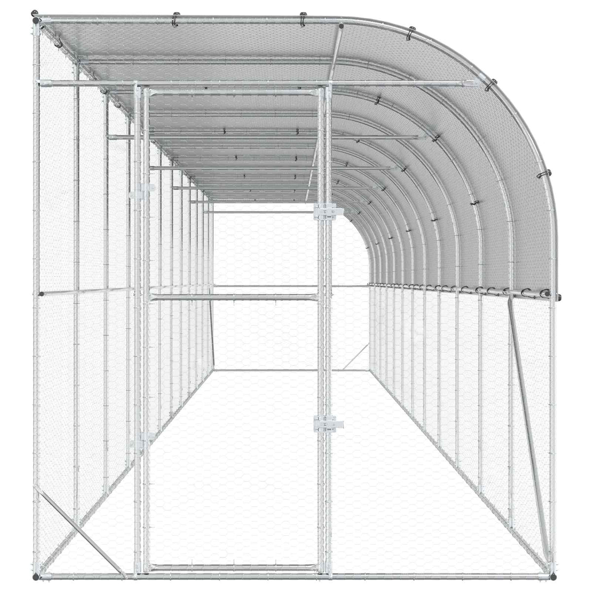 vidaXL Kurnik przy ścianie srebrny 600 x 150 x 215 cm Stal ocynkowana