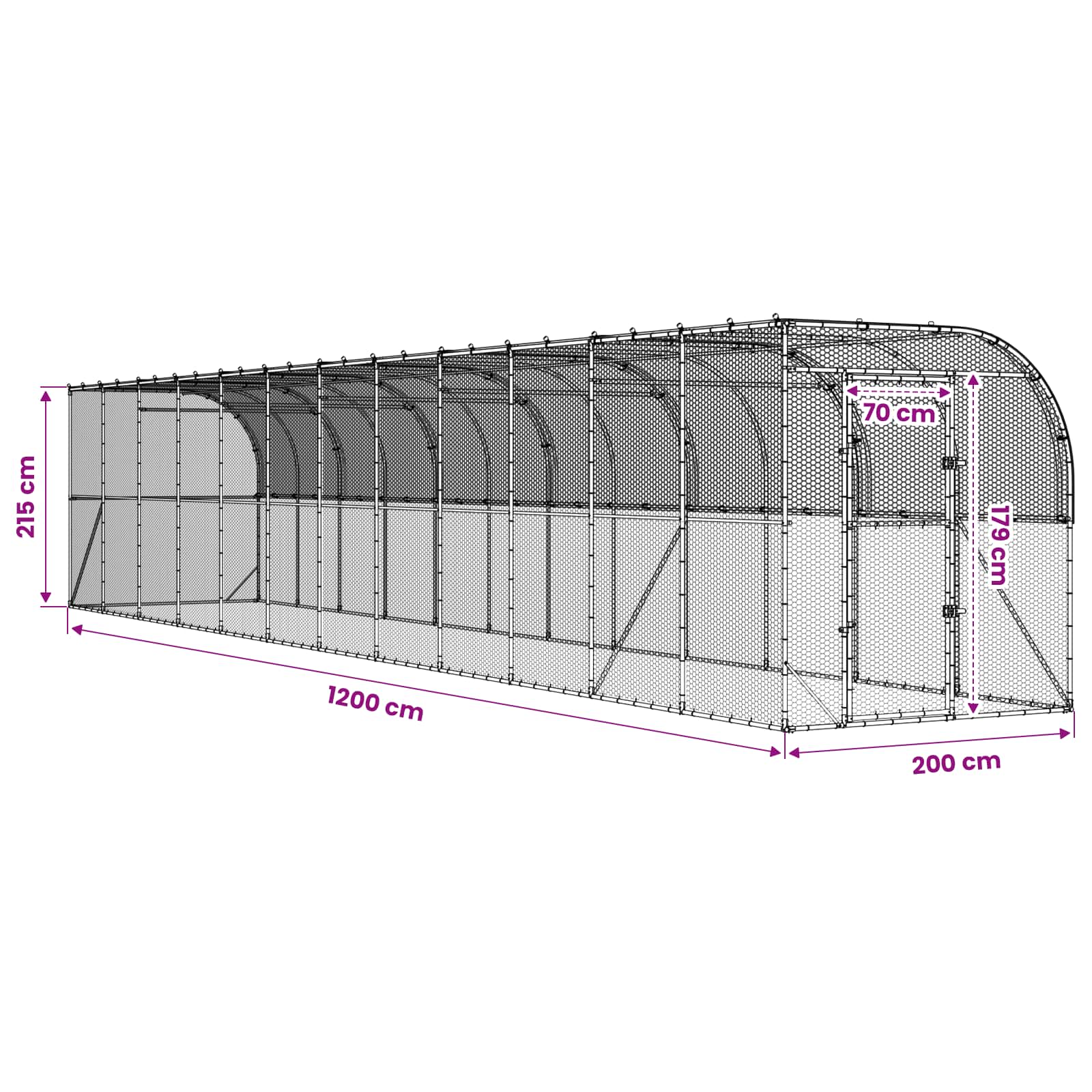 vidaXL Kurnik przy ścianie srebrny 600 x 150 x 215 cm Stal ocynkowana