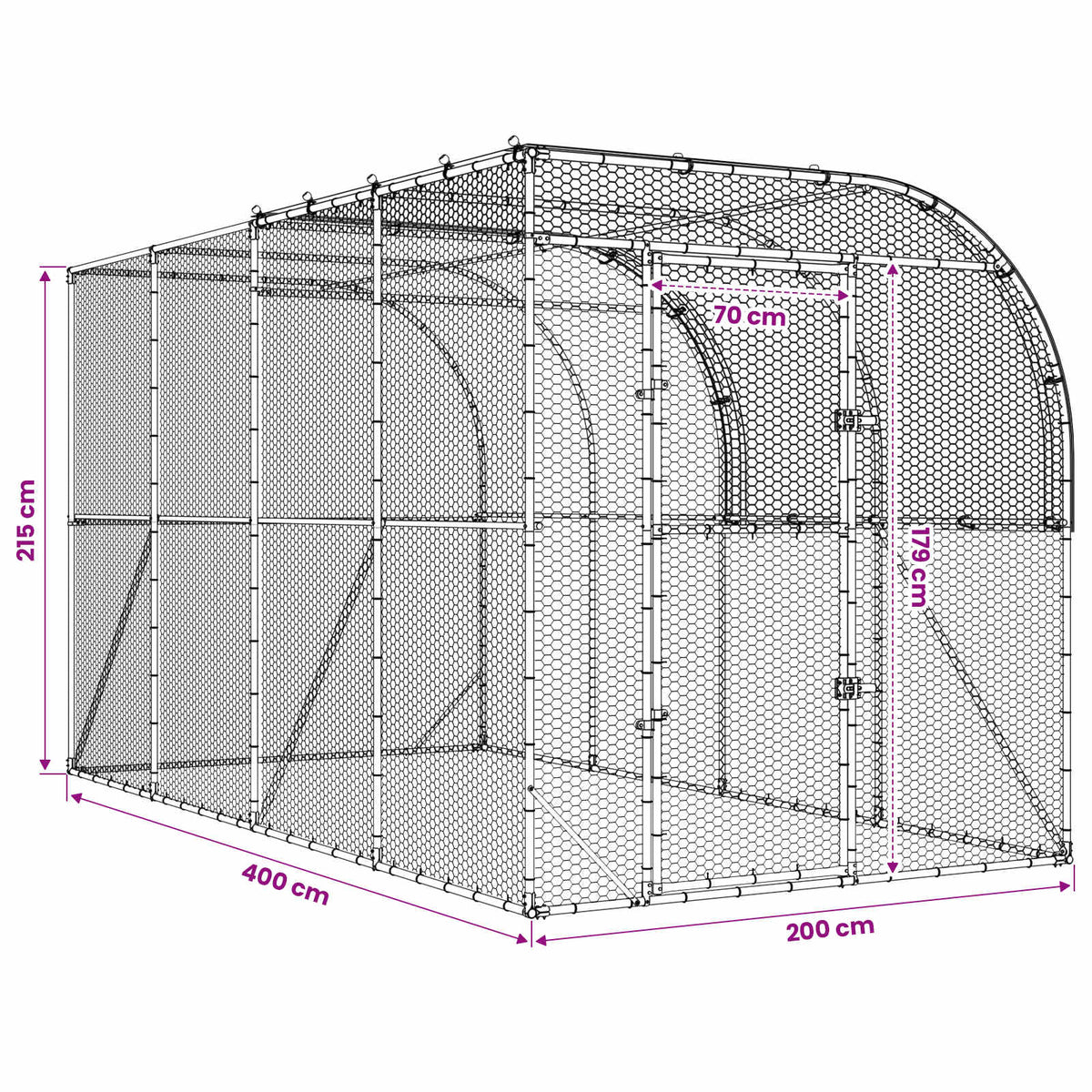 vidaXL Kurnik przy ścianie srebrny 400 x 200 x 215 cm Stal ocynkowana