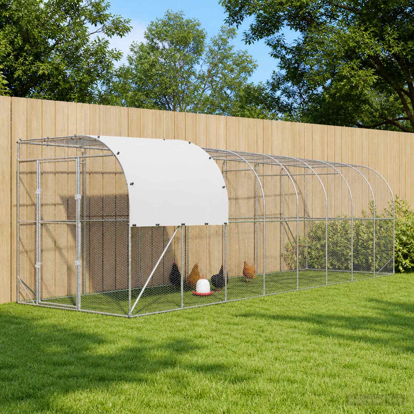 vidaXL Kurnik przy ścianie srebrny 800 x 200 x 215 cm Stal ocynkowana
