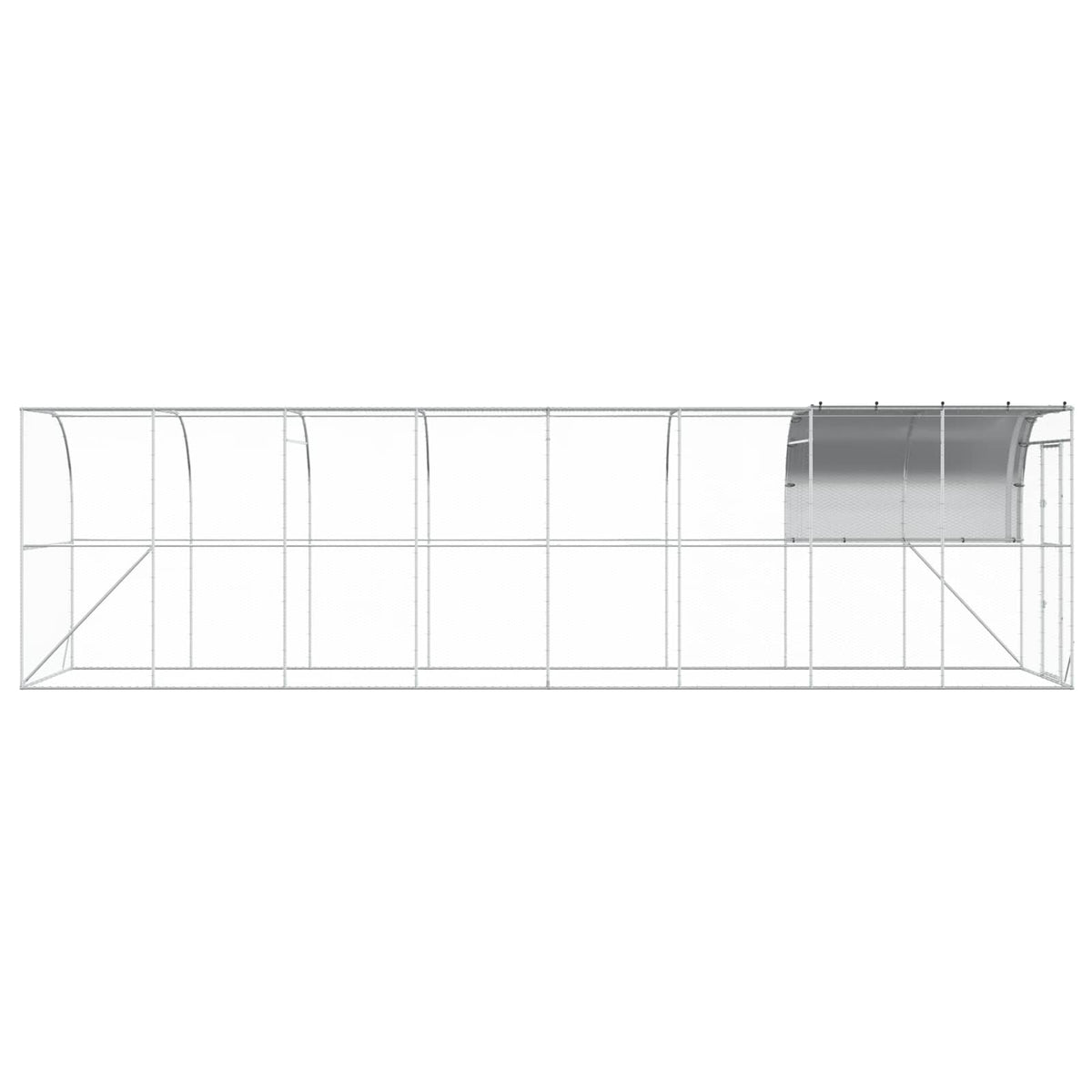 vidaXL Kurnik przy ścianie srebrny 800 x 200 x 215 cm Stal ocynkowana