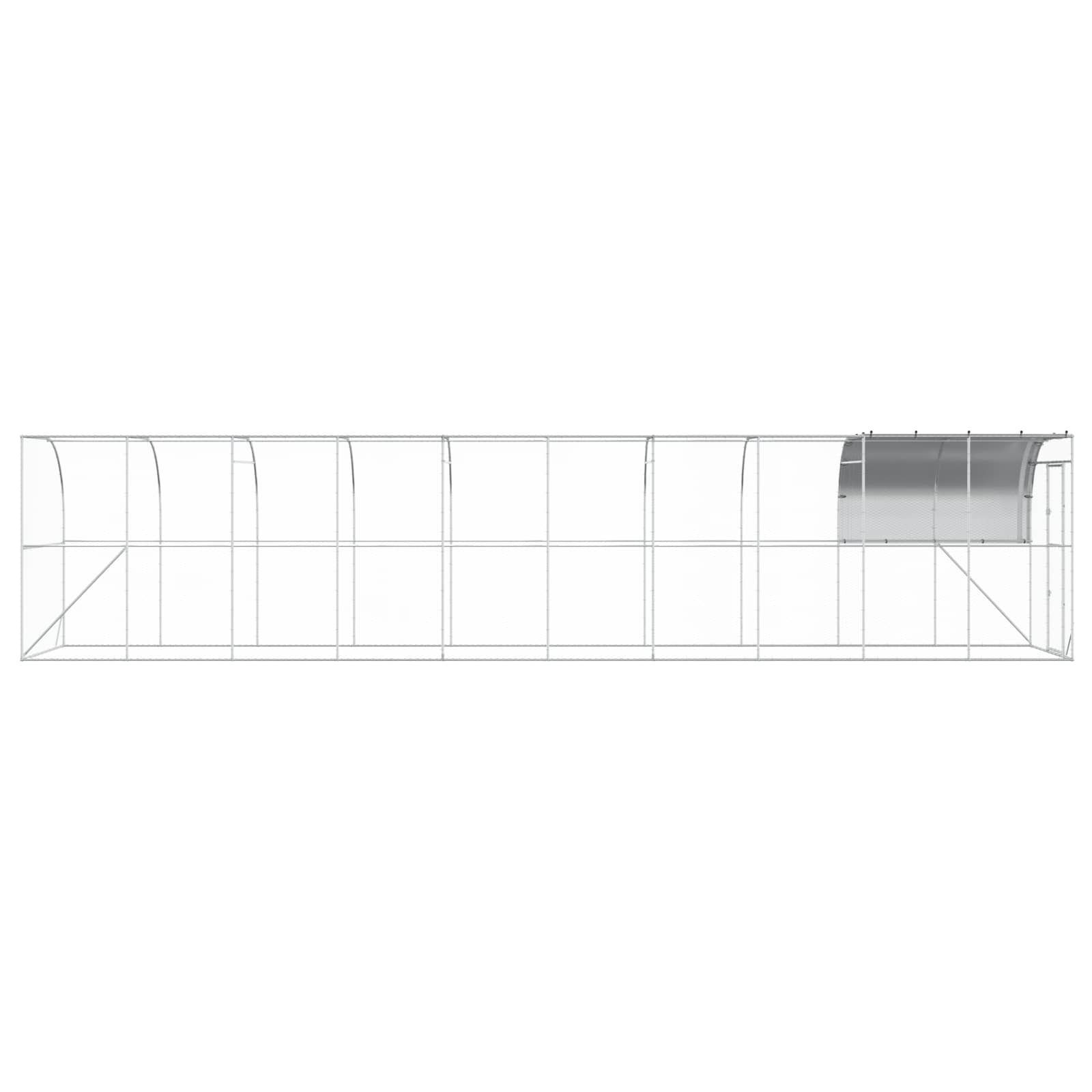 vidaXL Kurnik przy ścianie srebrny 1000 x 200 x 215 cm Stal ocynkowana