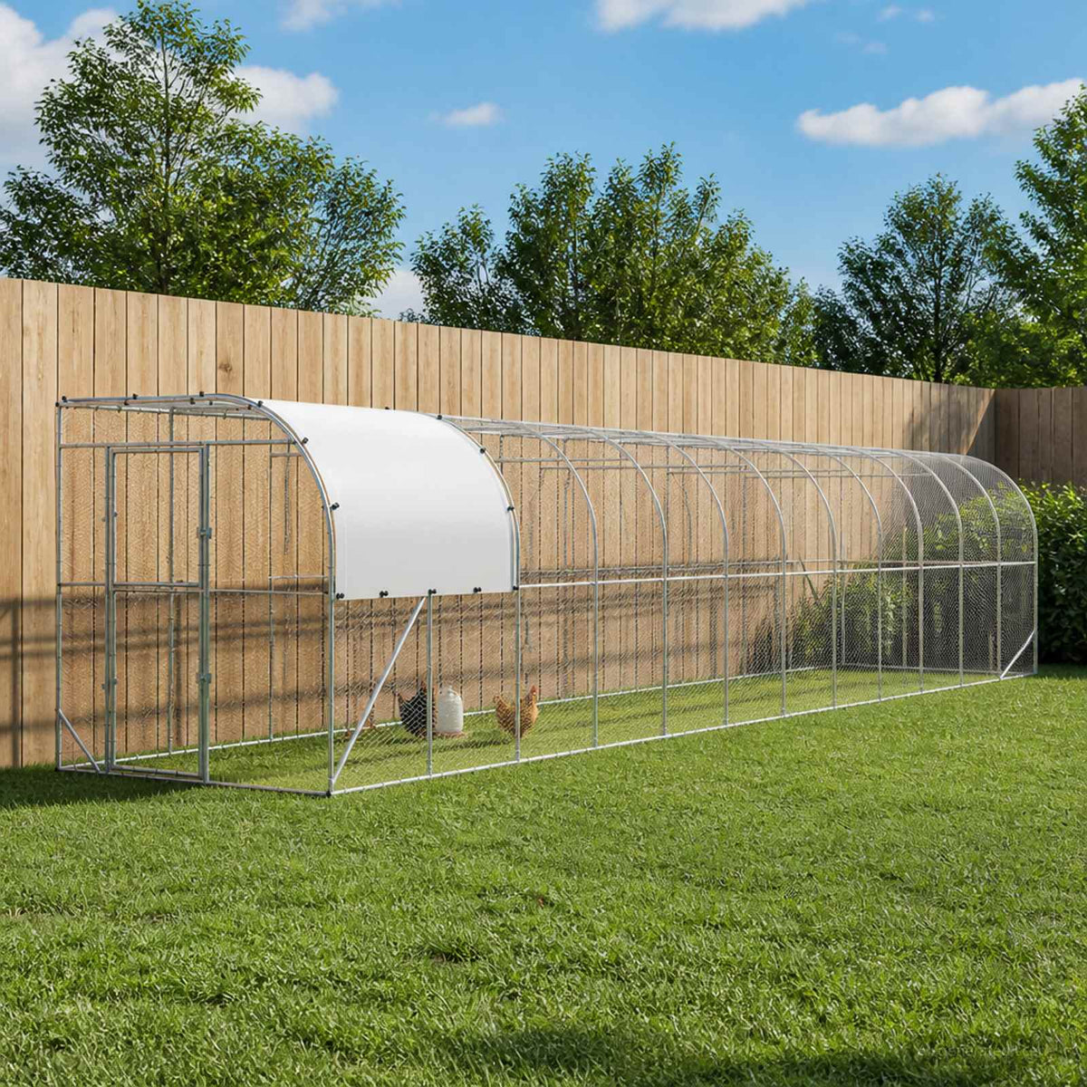 vidaXL Kurnik przy ścianie srebrny 1200 x 200 x 215 cm Stal ocynkowana