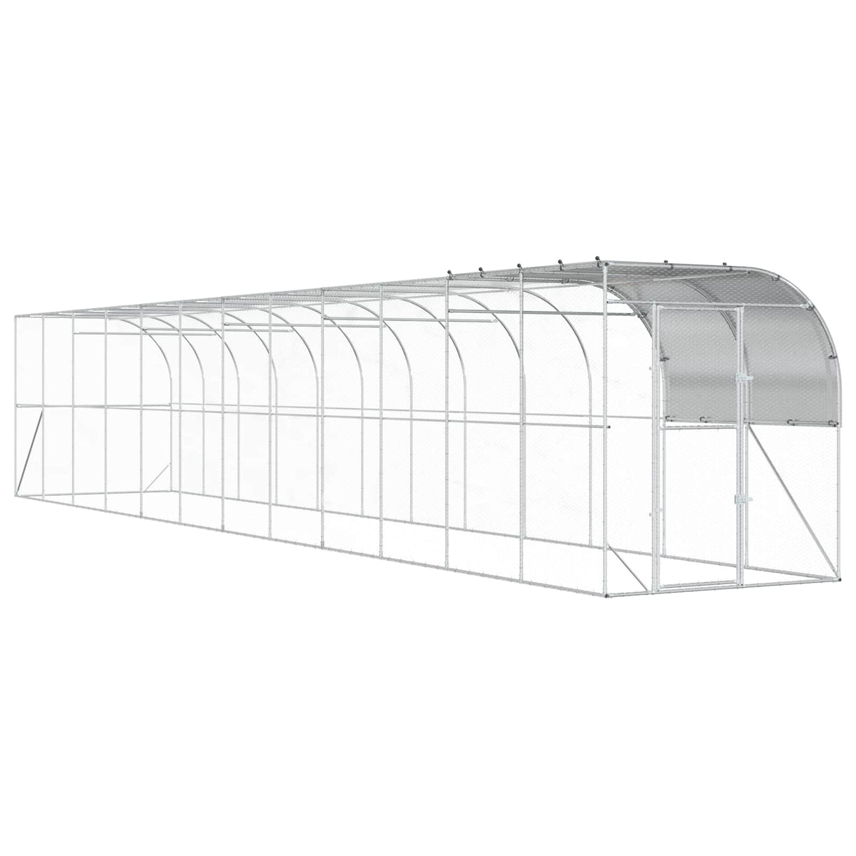 vidaXL Kurnik przy ścianie srebrny 1200 x 200 x 215 cm Stal ocynkowana