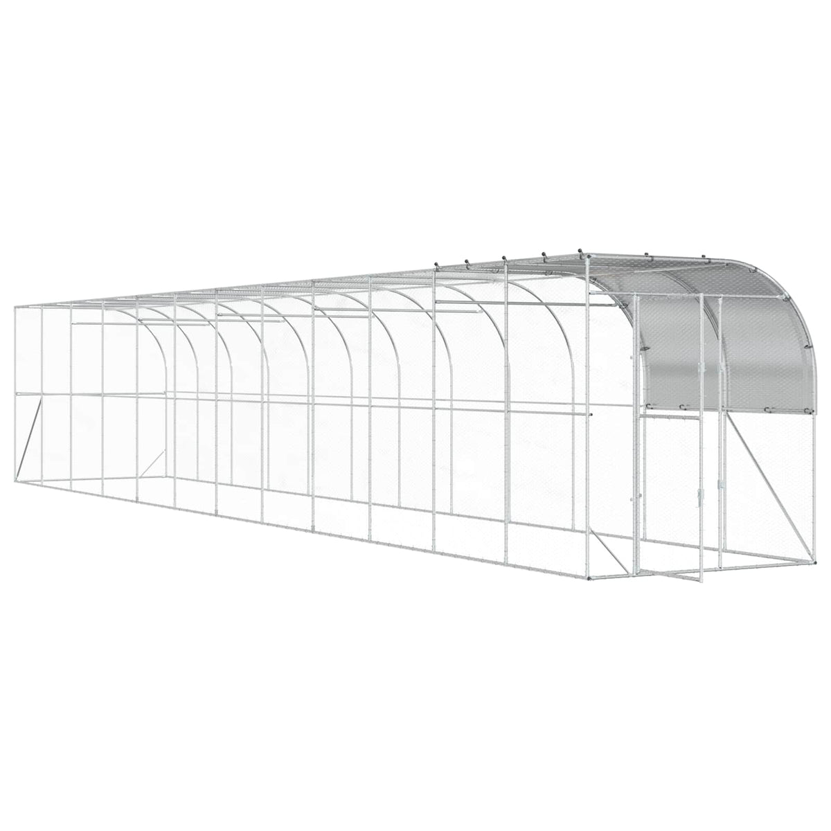 vidaXL Kurnik przy ścianie srebrny 1200 x 200 x 215 cm Stal ocynkowana