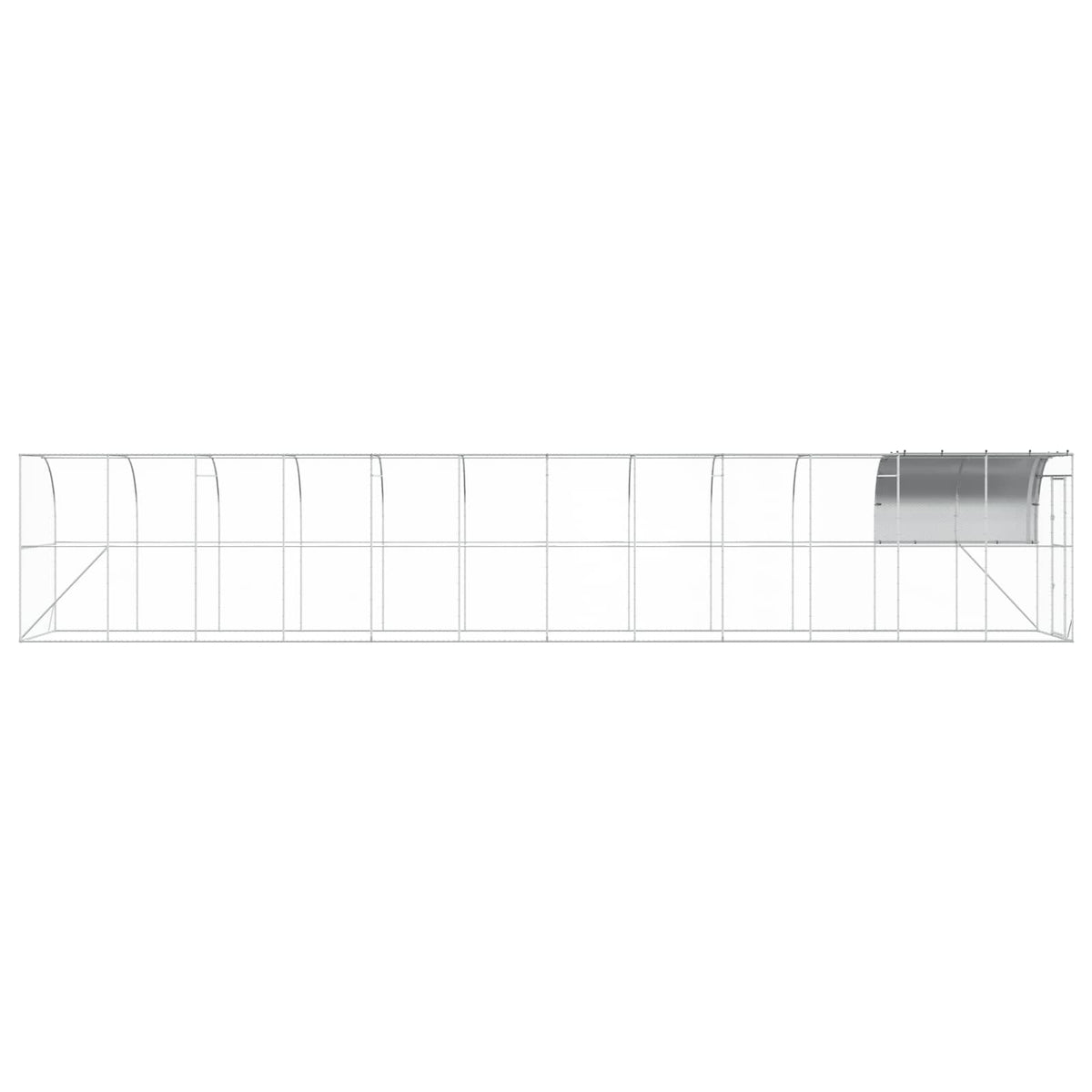 vidaXL Kurnik przy ścianie srebrny 1200 x 200 x 215 cm Stal ocynkowana
