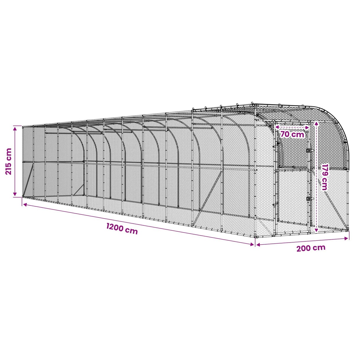 vidaXL Kurnik przy ścianie srebrny 1200 x 200 x 215 cm Stal ocynkowana