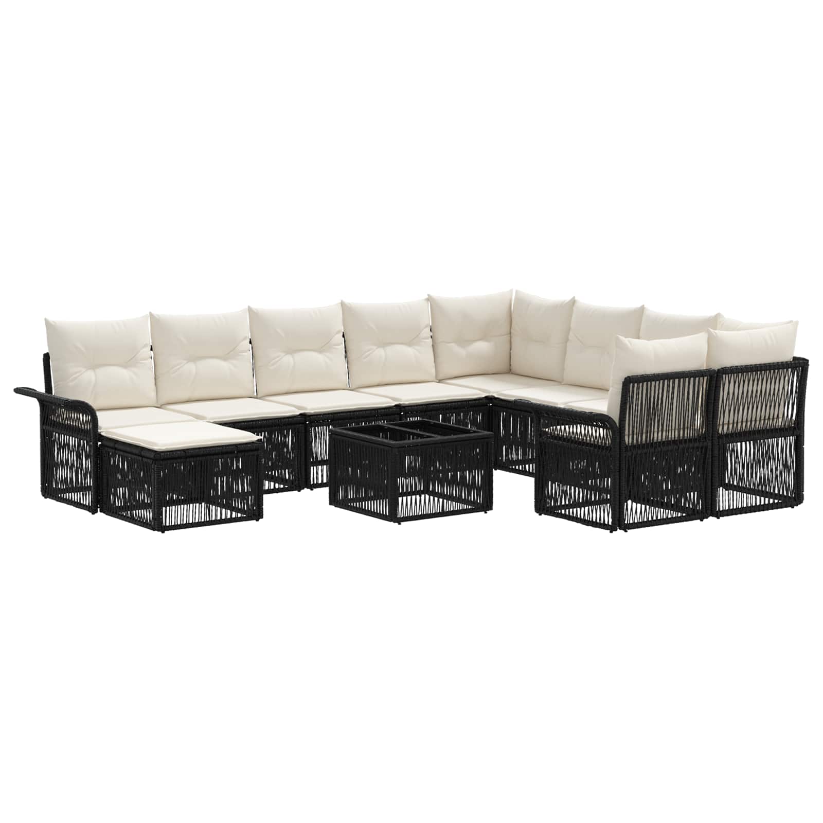 vidaXL Zestaw Sof na Ogród 11 szt. Czarny polirattan