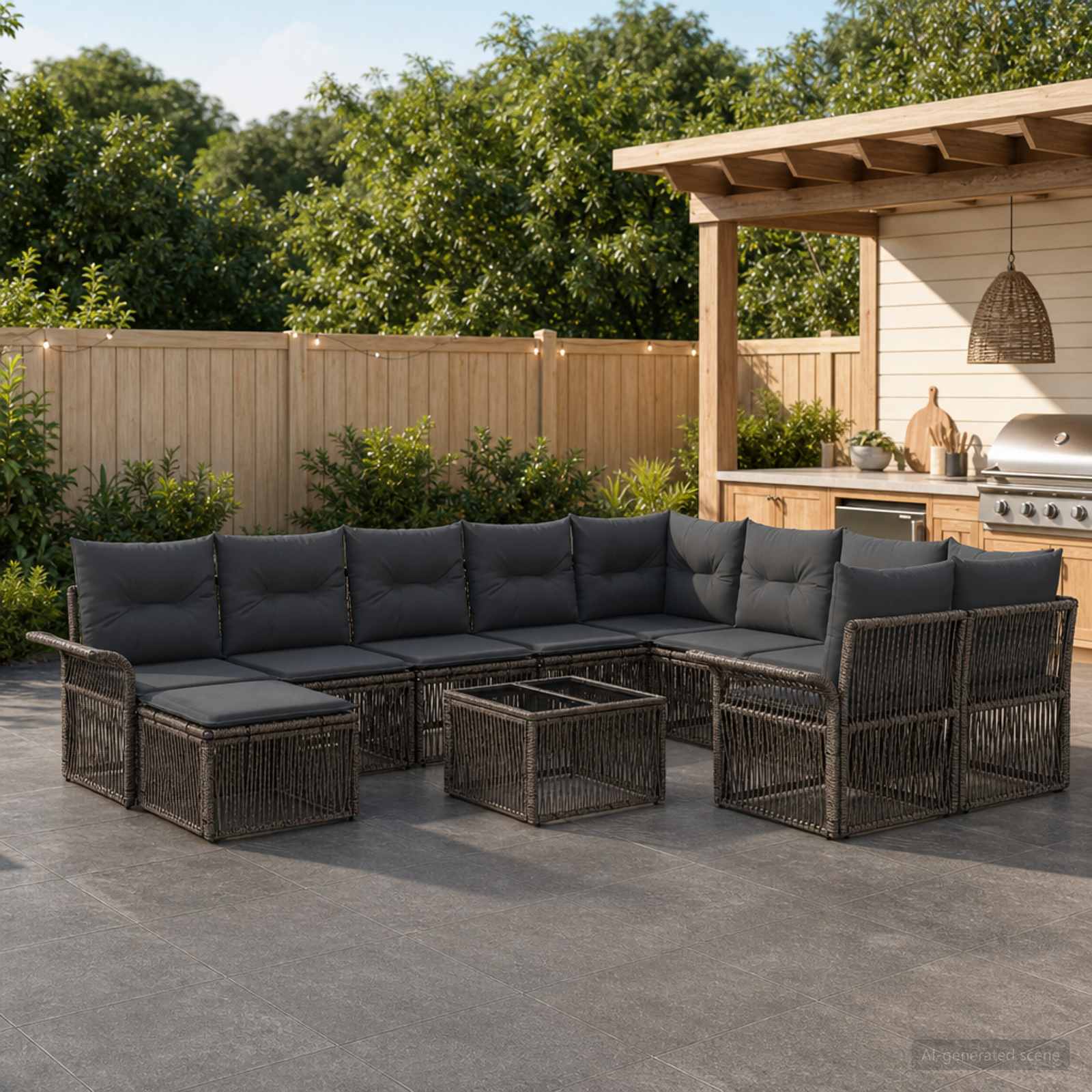 vidaXL Zestaw Sof na Ogród 11 szt. Szary polirattan