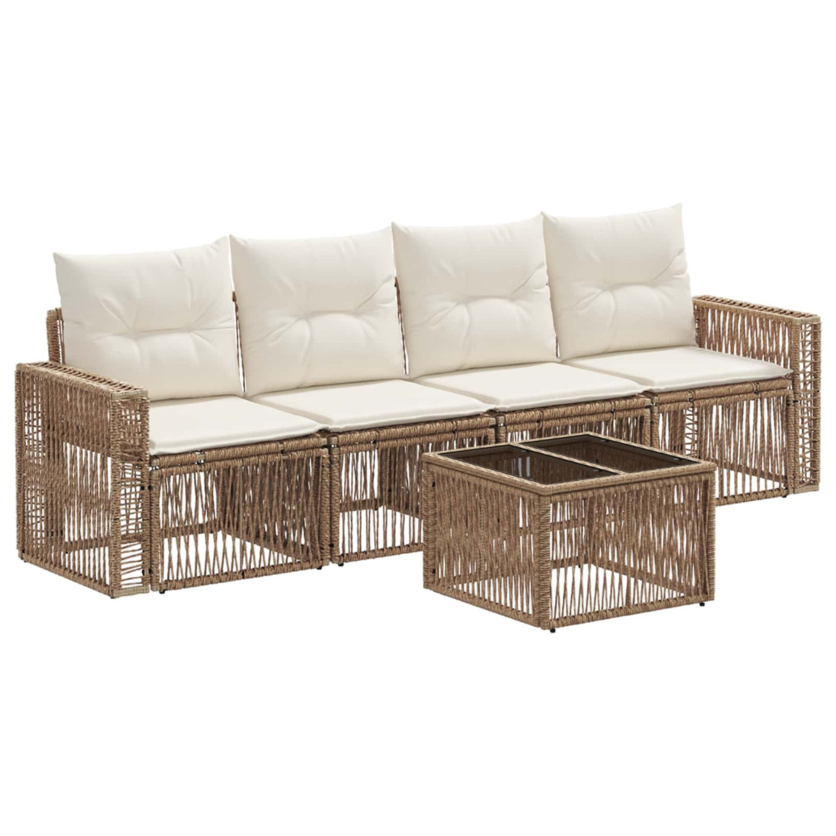 vidaXL Zestaw Sof na Ogród 5 szt. Beżowy i kremowy polirattan