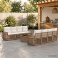 vidaXL Zestaw Sof na Ogród 9 szt. Beżowy polirattan