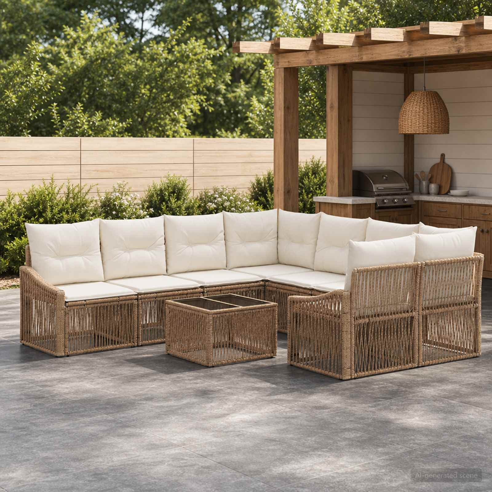 vidaXL Zestaw Sof na Ogród 9 szt. Beżowy polirattan