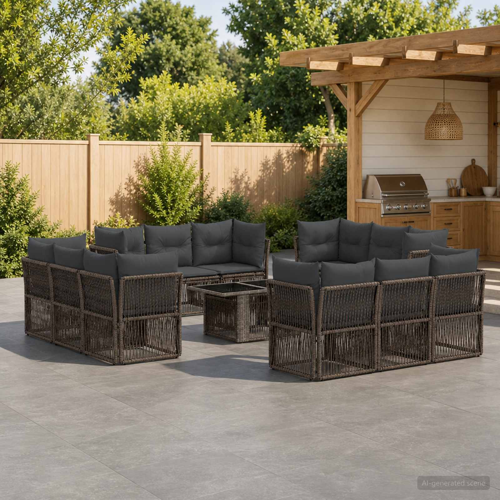 vidaXL Zestaw Sof na Ogród 13 szt. Szary polirattan