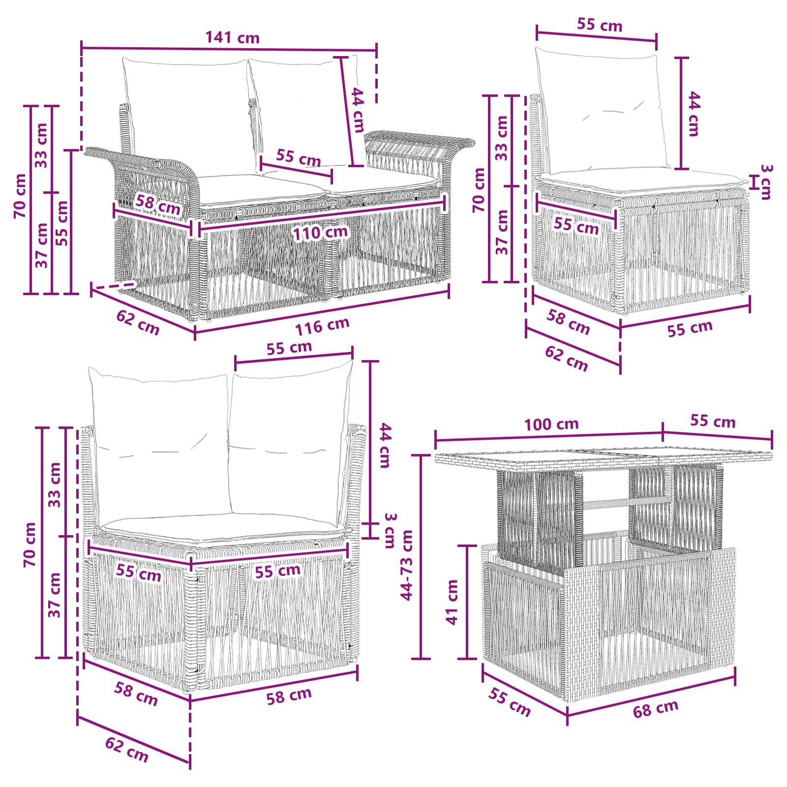vidaXL Zestaw Sof na Ogród 13 szt. Beżowy i kremowy polirattan