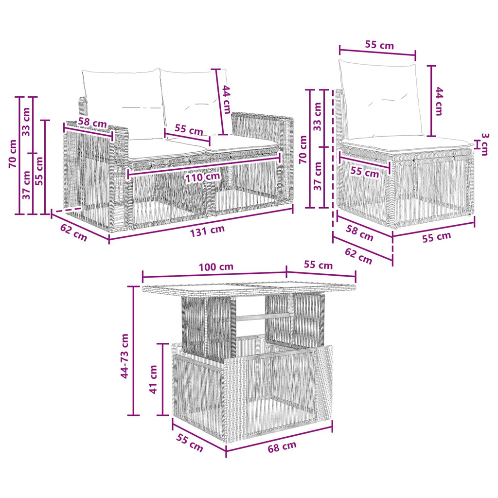 vidaXL Zestaw Sof na Ogród 5 szt. Beżowy i kremowy polirattan