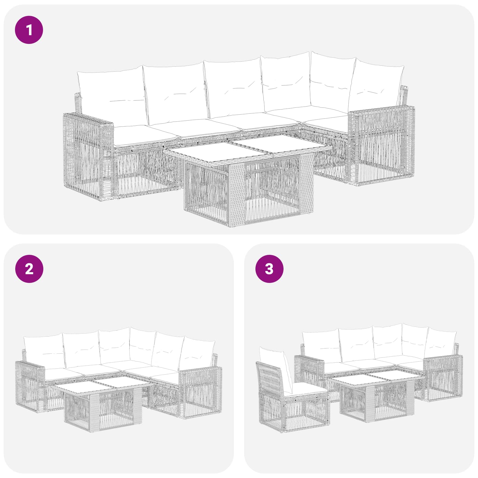 vidaXL Zestaw Sof na Ogród 6 szt. Szary i ciemnoszary polirattan