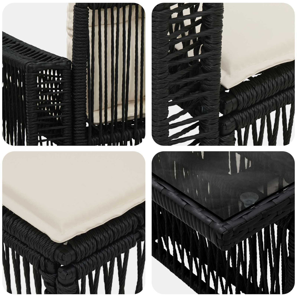 vidaXL Zestaw Sof na Ogród 8 szt. Czarny i kremowo-biały polirattan