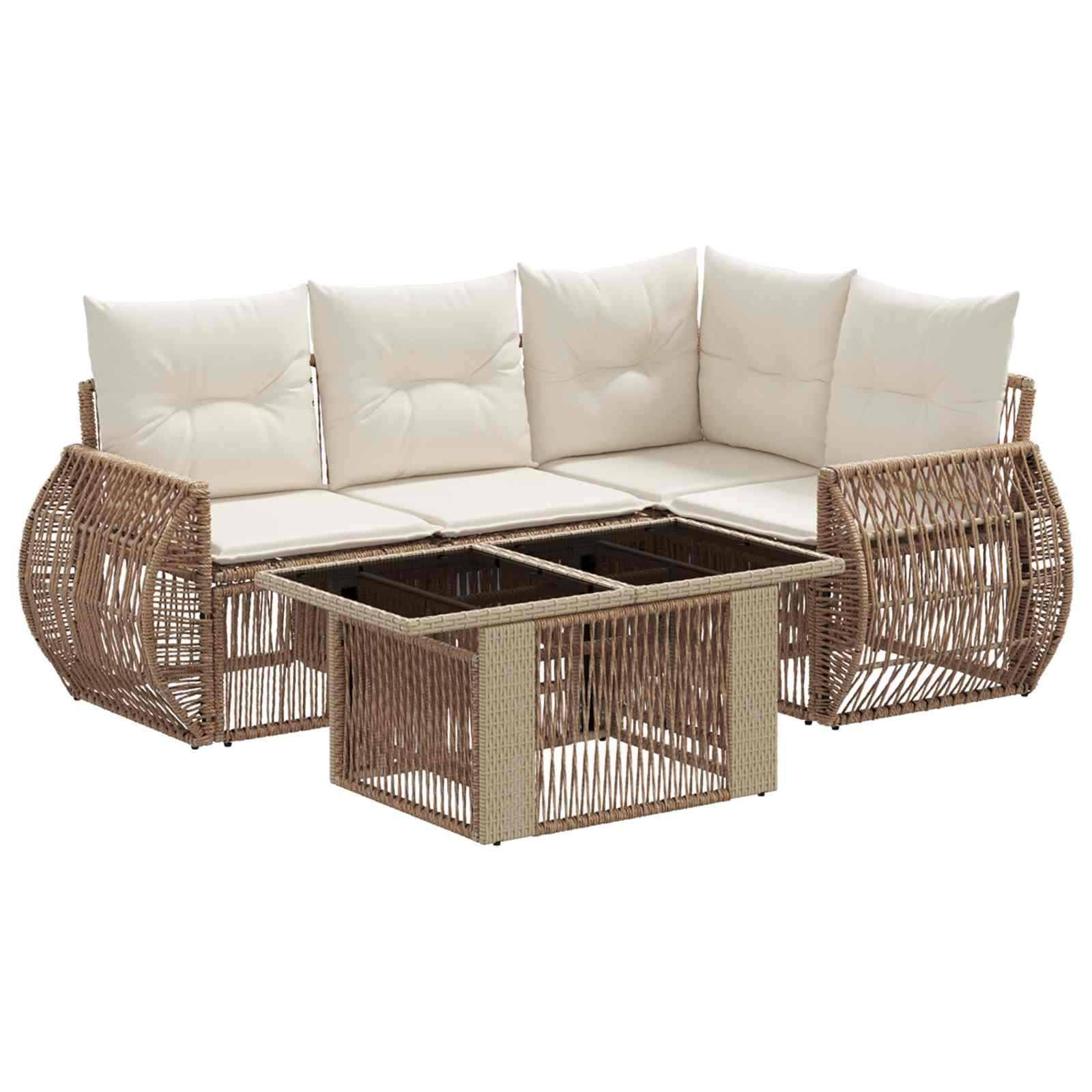 vidaXL Zestaw Sof na Ogród 5 szt. Beżowy i kremowy polirattan