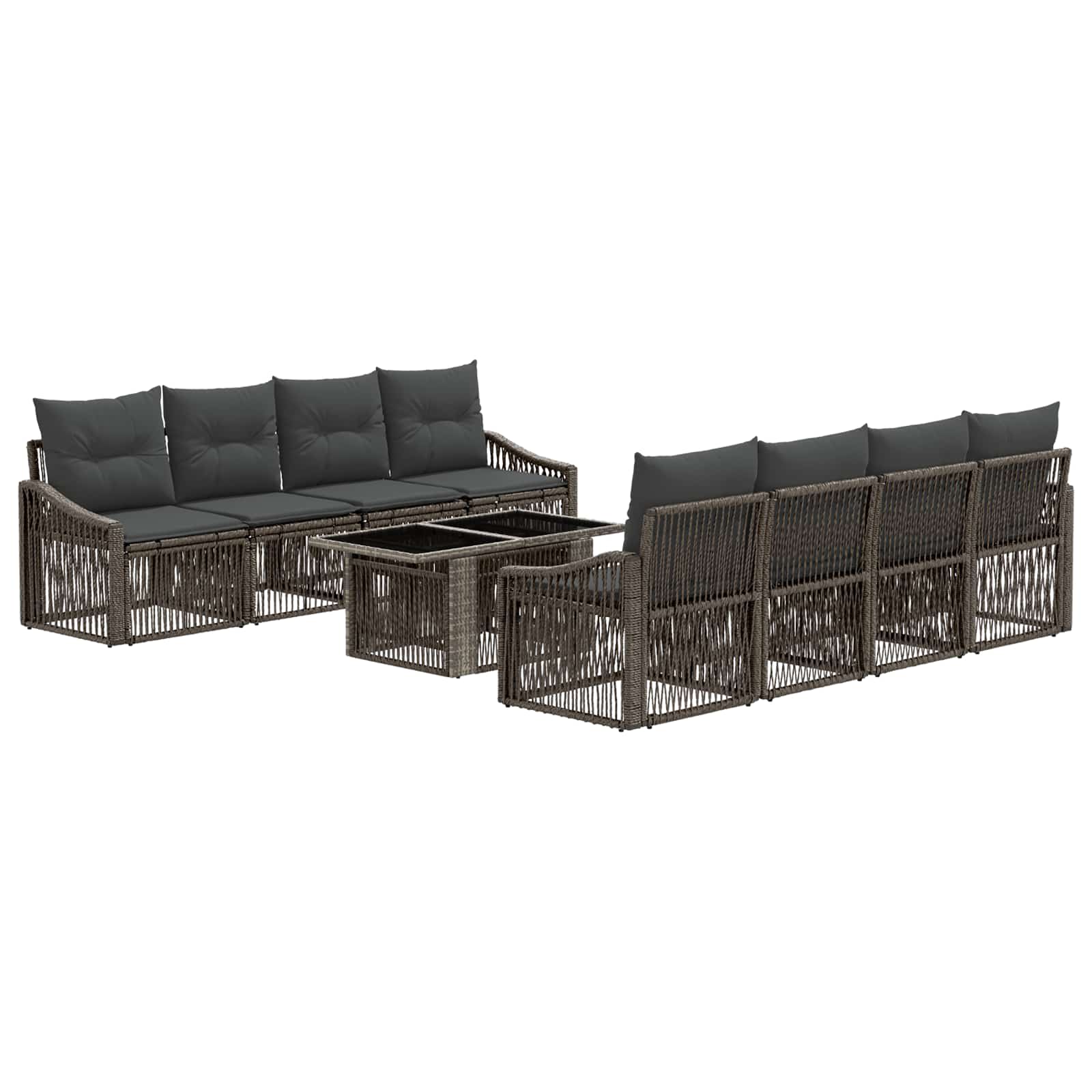 vidaXL Zestaw Sof na Ogród 9 szt. Szary i ciemnoszary polirattan