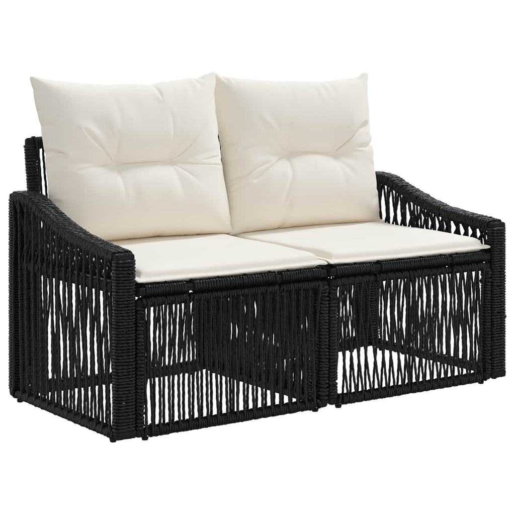 vidaXL Zestaw Sof na Ogród 7 szt. Czarny i kremowo-biały polirattan