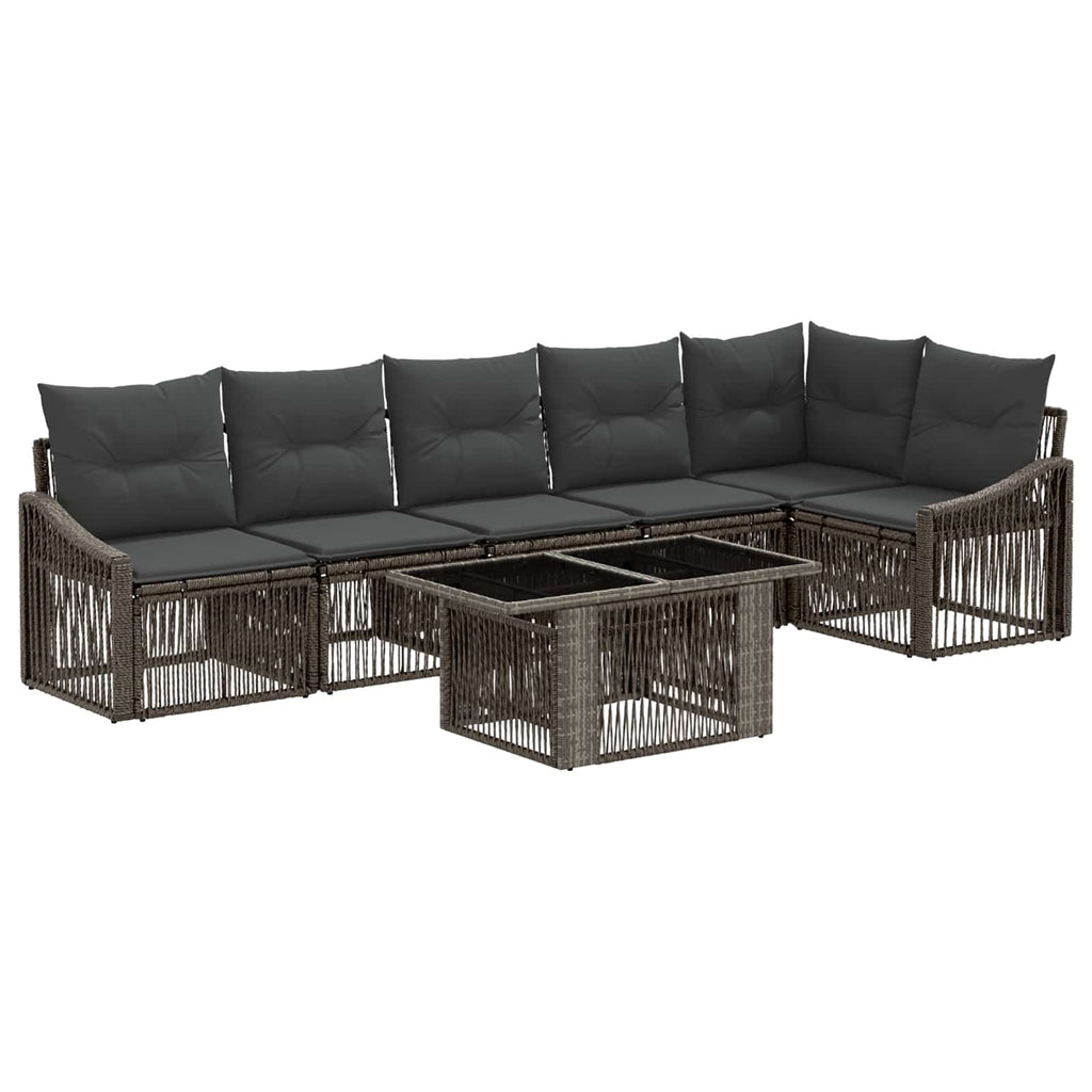 vidaXL Zestaw Sof na Ogród 7 szt. Szary i ciemnoszary polirattan