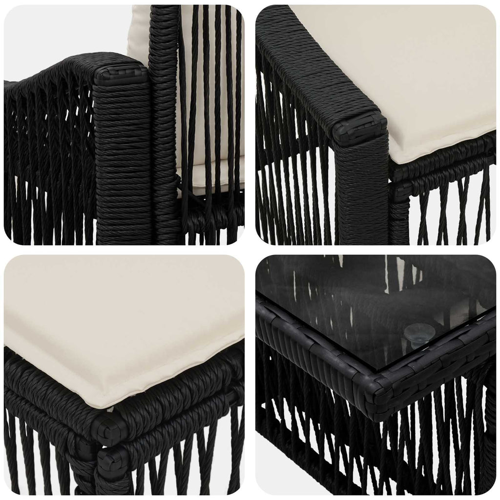 vidaXL Zestaw Sof na Ogród 11 szt. Czarny i kremowo-biały polirattan