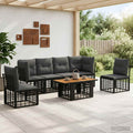 vidaXL Zestaw Sof na Ogród 7 szt. Czarny i ciemnoszary polirattan