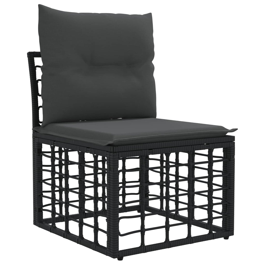 vidaXL Zestaw Sof na Ogród 14 szt. Czarny i ciemnoszary polirattan