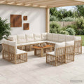 vidaXL Zestaw Sof na Ogród 14 szt. Naturalny i Kremowy Biały