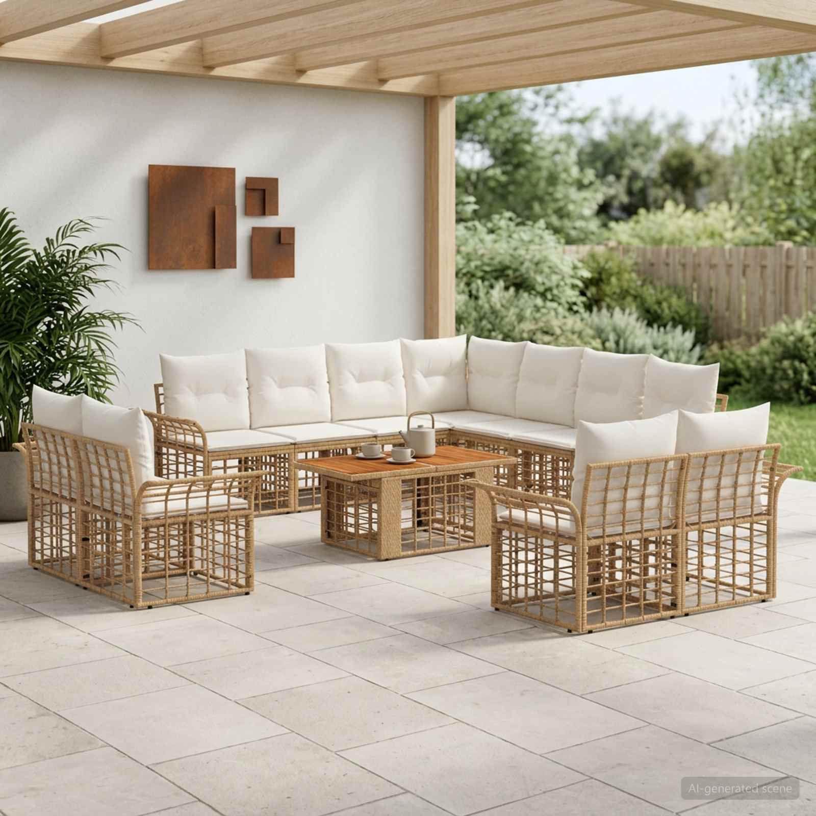 vidaXL Zestaw Sof na Ogród 12 szt. Naturalny i Kremowy Biały