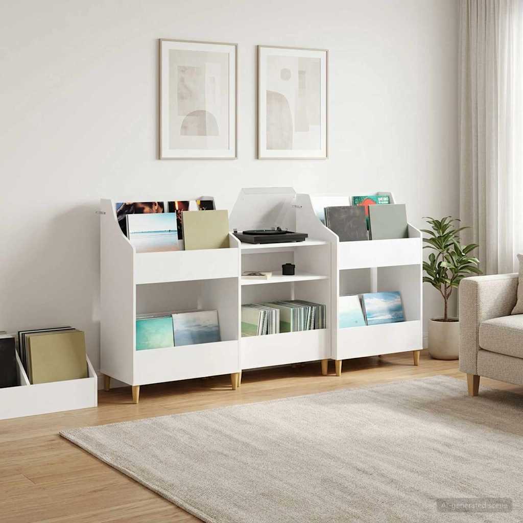 vidaXL Zestaw Półek na Media 3 szt. Biały 212 x 46 x 112 cm
