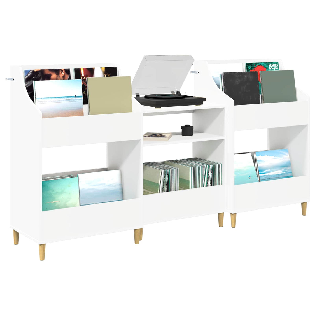 vidaXL Zestaw Półek na Media 3 szt. Biały 212 x 46 x 112 cm