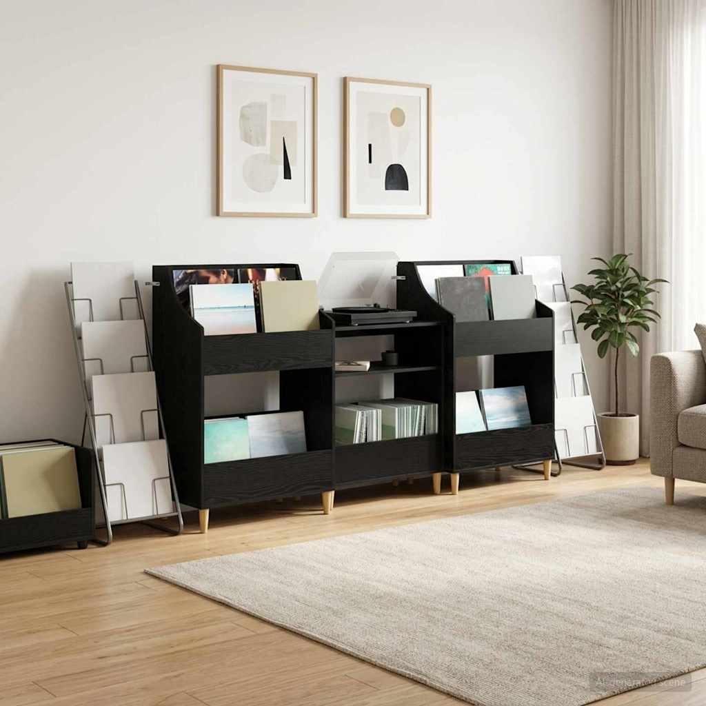vidaXL Zestaw Półek na Media 3 szt. Czarny dąb 212 x 46 x 112 cm