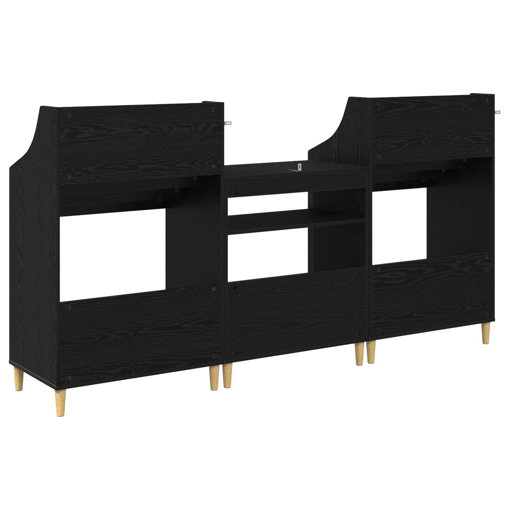 vidaXL Zestaw Półek na Media 3 szt. Czarny dąb 212 x 46 x 112 cm