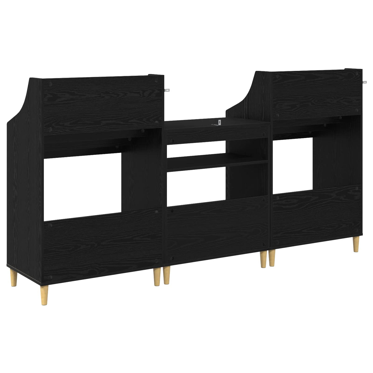 vidaXL Zestaw Półek na Media 3 szt. Czarny dąb 212 x 46 x 112 cm