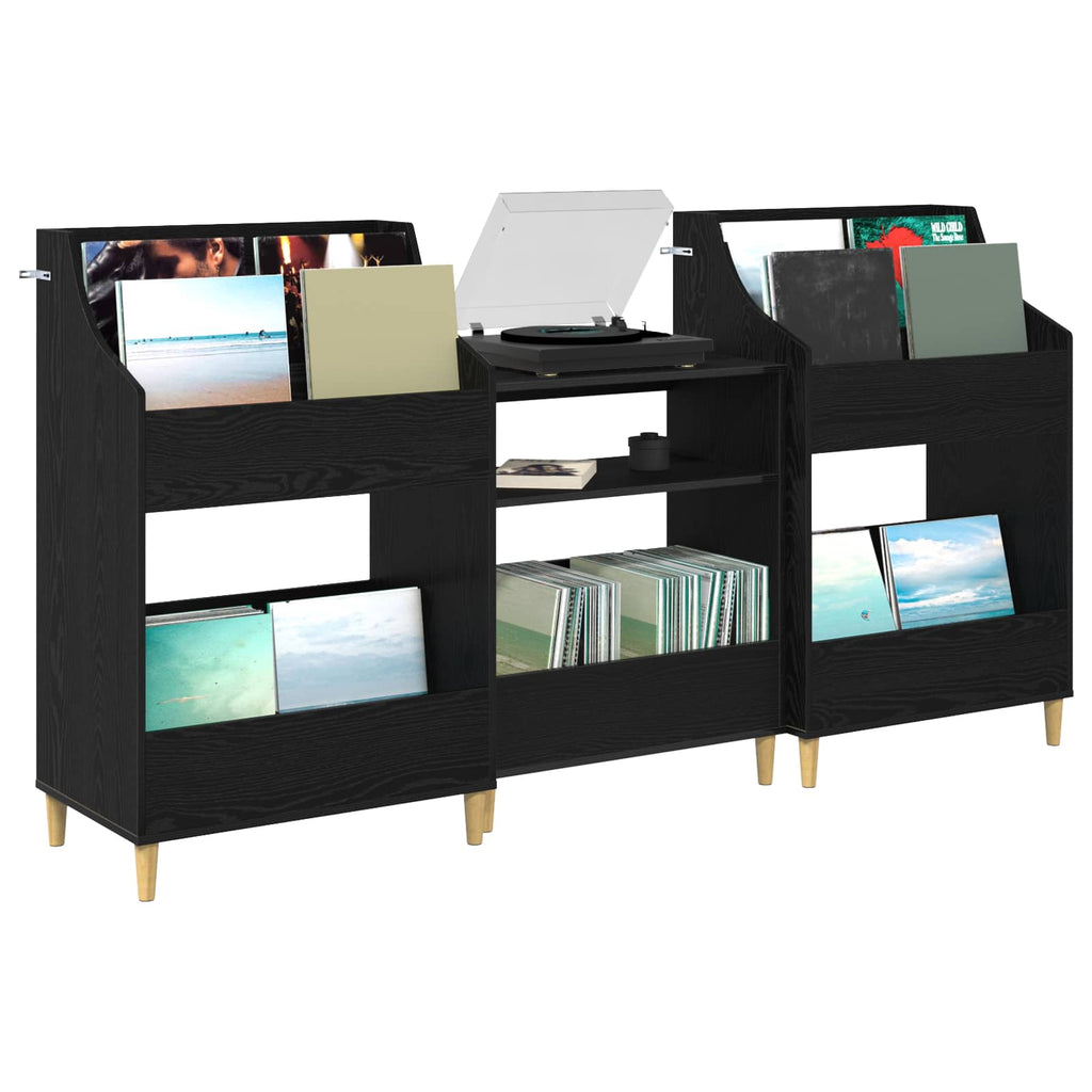 vidaXL Zestaw Półek na Media 3 szt. Czarny dąb 212 x 46 x 112 cm