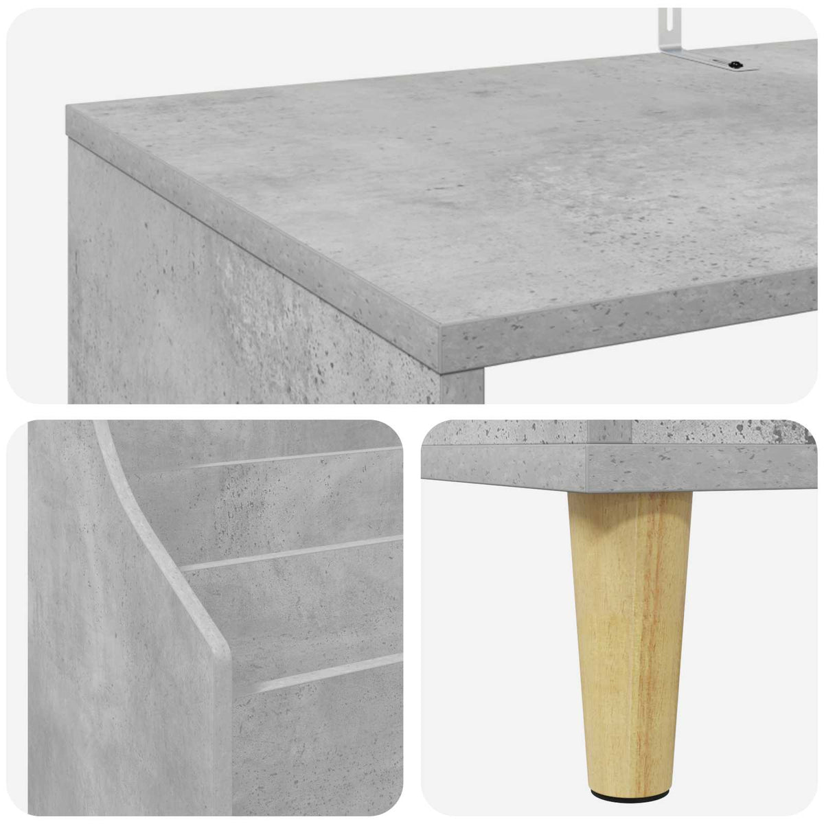 vidaXL Zestaw Półek na Media 3 szt. Betonowy szary 212 x 46 x 112 cm