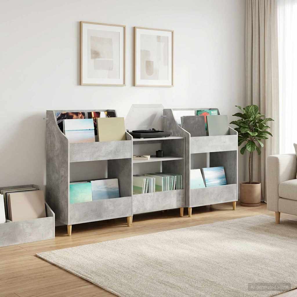vidaXL Zestaw Półek na Media 3 szt. Betonowy szary 212 x 46 x 112 cm