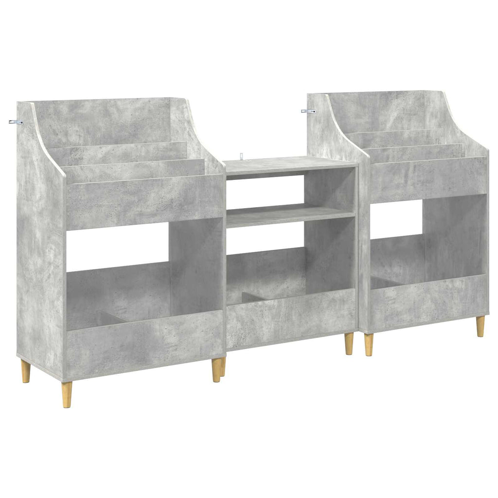 vidaXL Zestaw Półek na Media 3 szt. Betonowy szary 212 x 46 x 112 cm