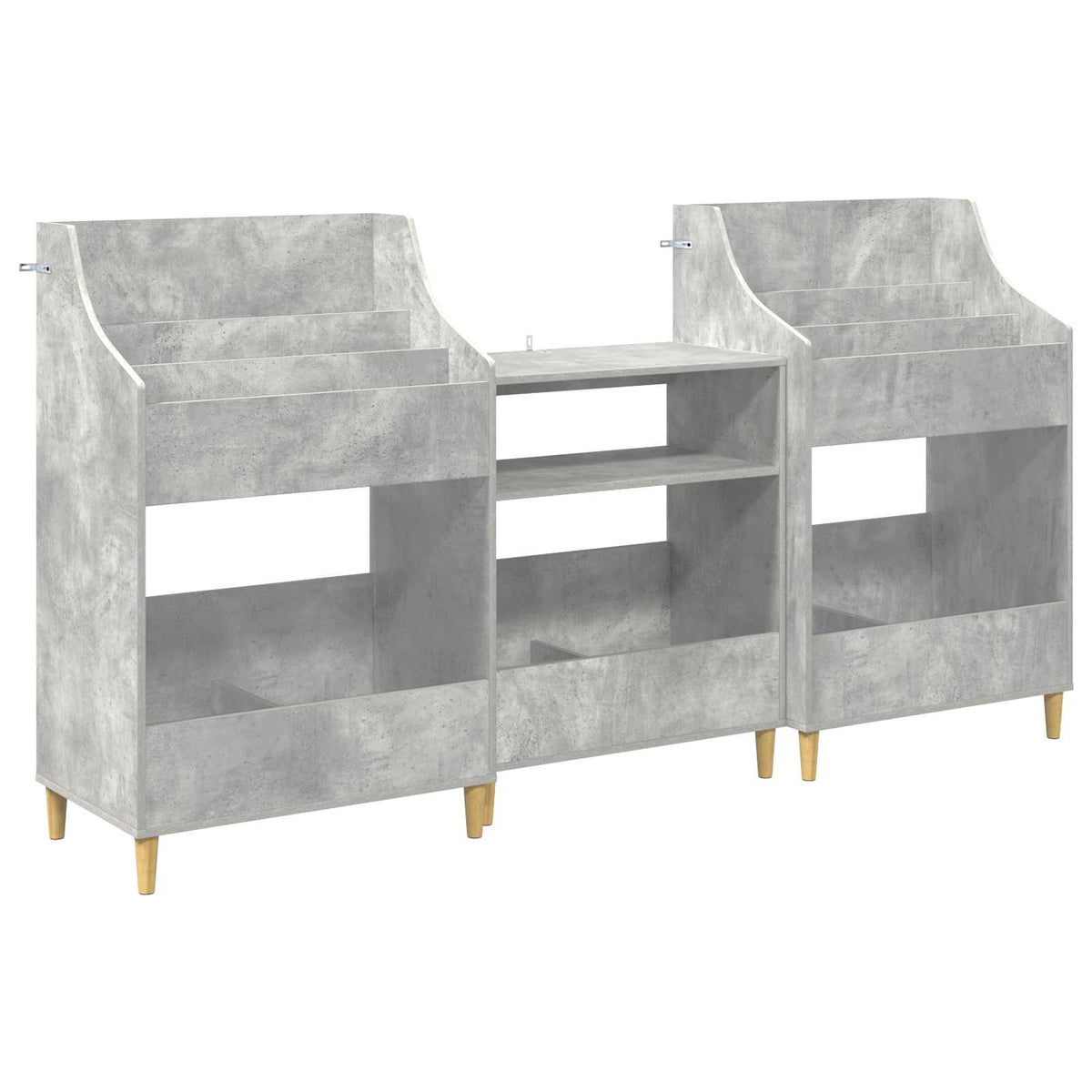 vidaXL Zestaw Półek na Media 3 szt. Betonowy szary 212 x 46 x 112 cm