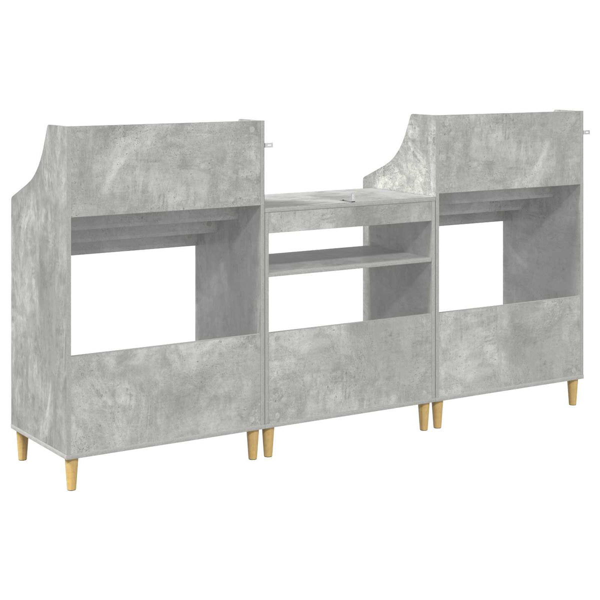 vidaXL Zestaw Półek na Media 3 szt. Betonowy szary 212 x 46 x 112 cm