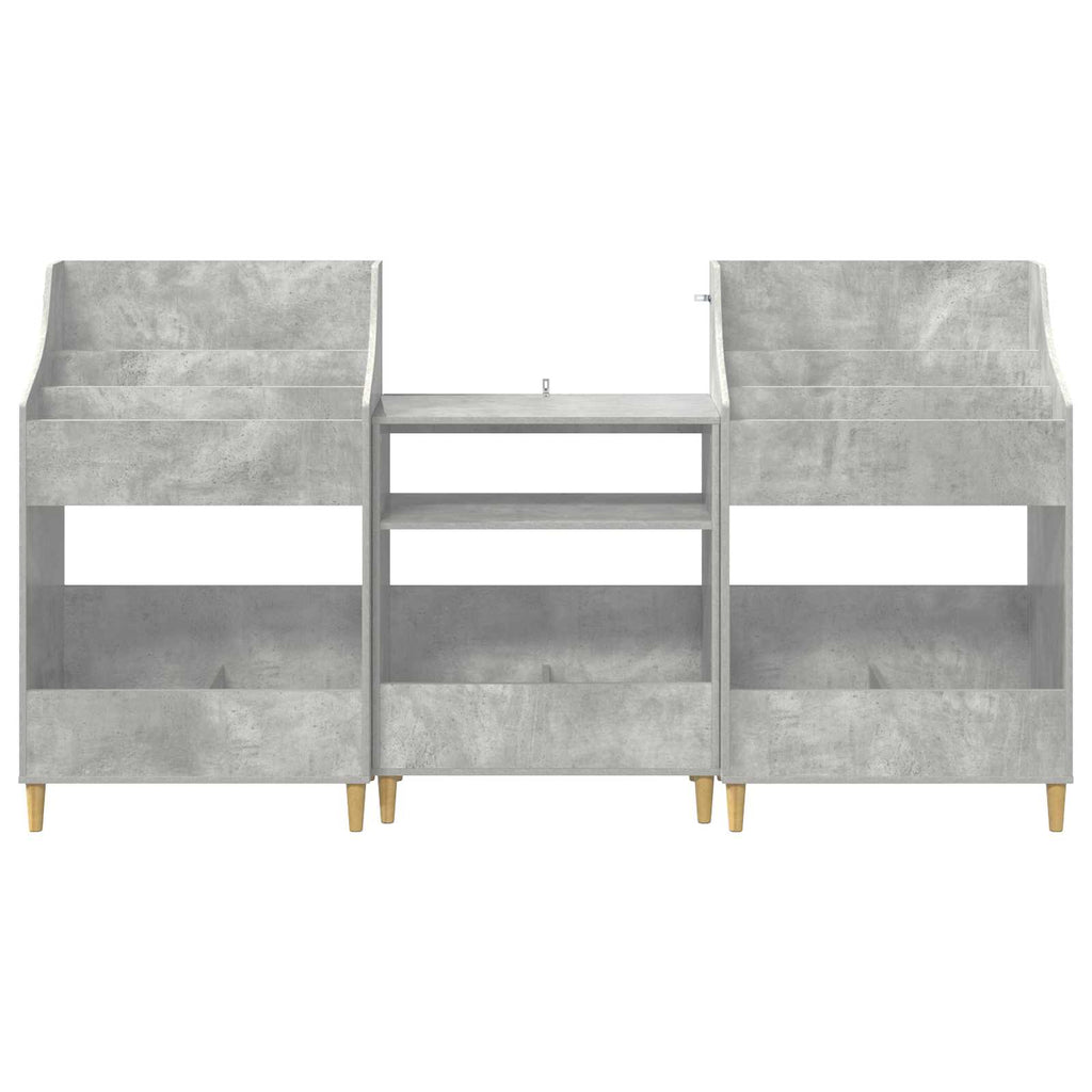 vidaXL Zestaw Półek na Media 3 szt. Betonowy szary 212 x 46 x 112 cm