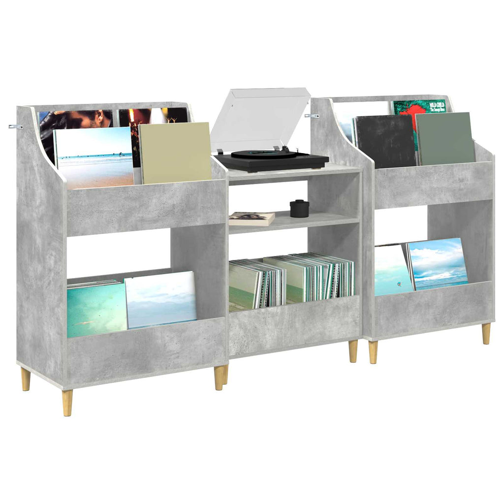 vidaXL Zestaw Półek na Media 3 szt. Betonowy szary 212 x 46 x 112 cm