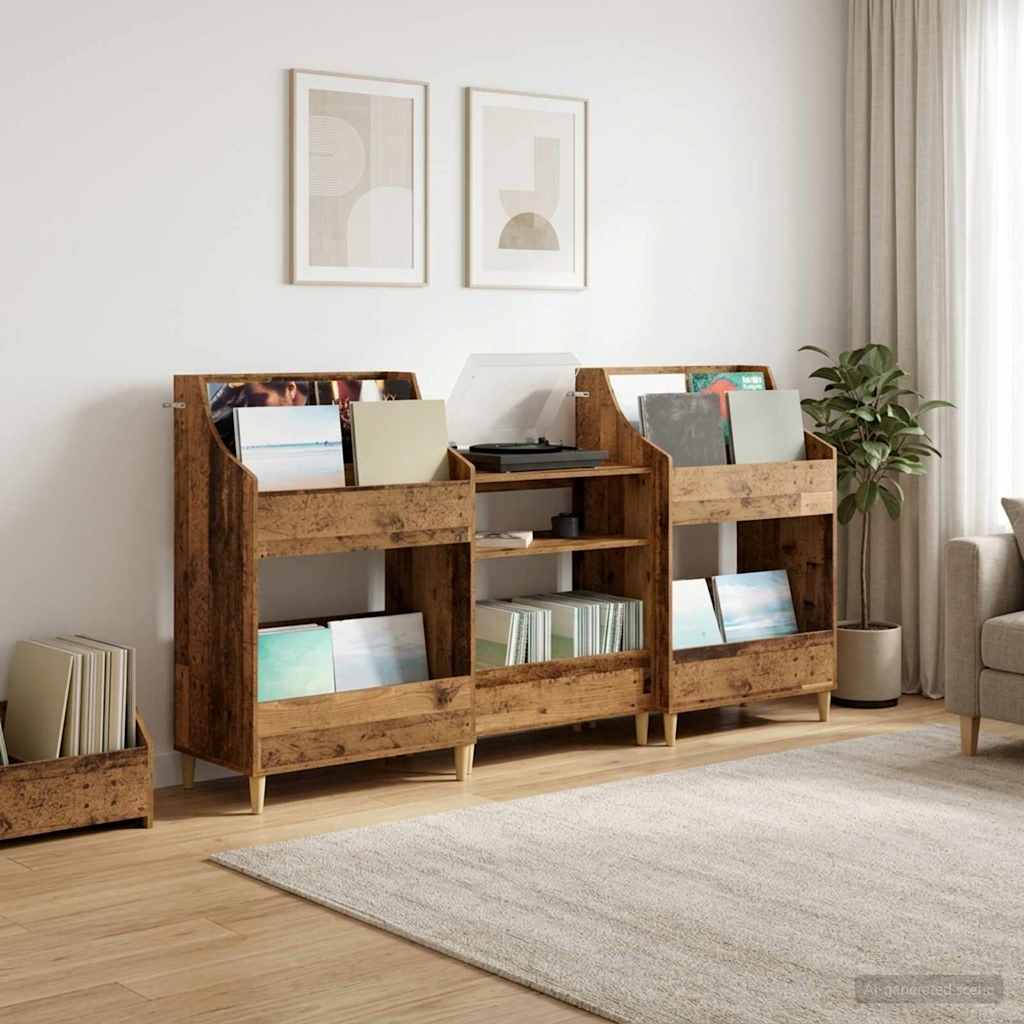 vidaXL Zestaw Półek na Media 3 szt. Stare drewno 212 x 46 x 112 cm