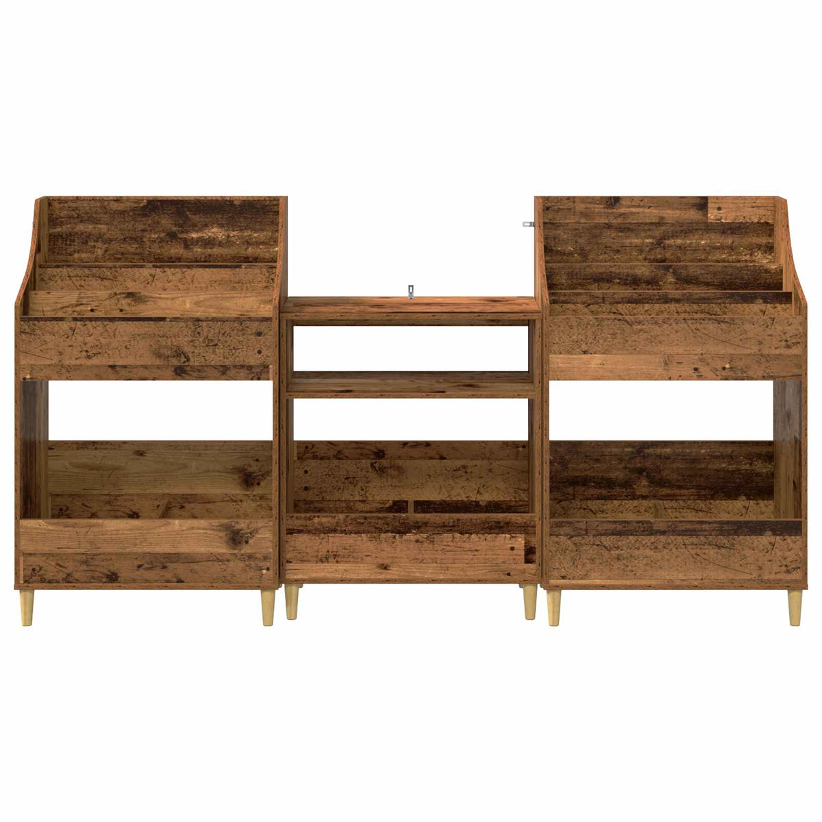 vidaXL Zestaw Półek na Media 3 szt. Stare drewno 212 x 46 x 112 cm