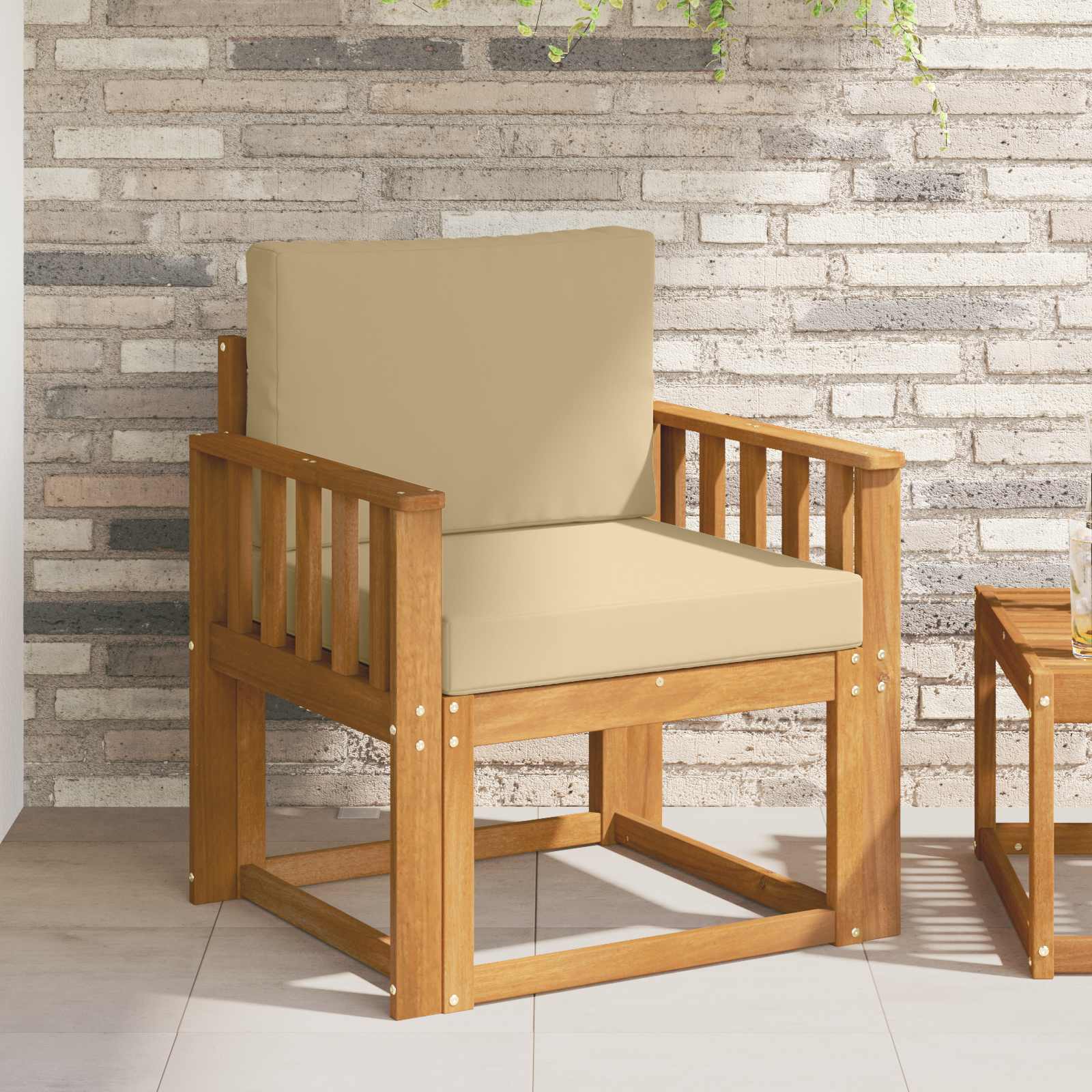 vidaXL Sofa na zewnątrz Lite drewno akacjowe i poliester Naturalny